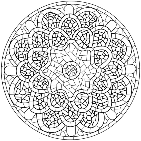 Mandala With Mosaic Pattern Coloring Page